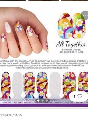 Color Street real nail polish strips All Together FDS715 16  floral design NEW